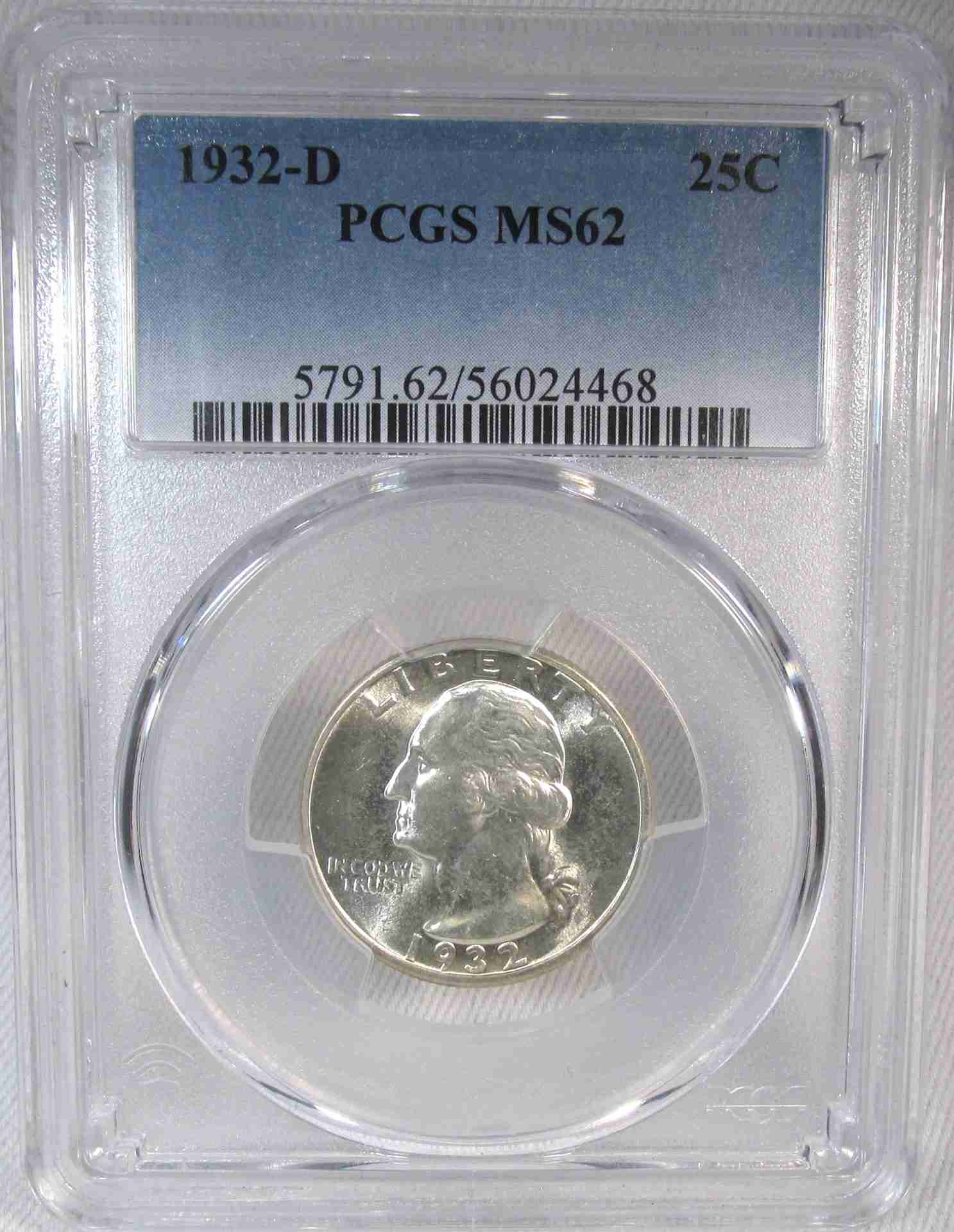 1932-D Washington Quarter PCGS MS62 Coin AT930