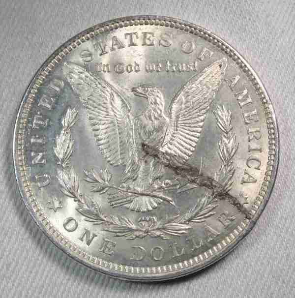 1921 Error Silver Morgan Dollar Planchet Lamination VCH AU Coin AT961