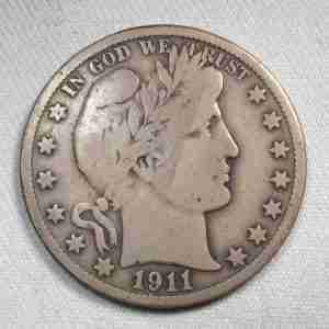 1911-S Silver Barber Half Dollar VG Coin AU75