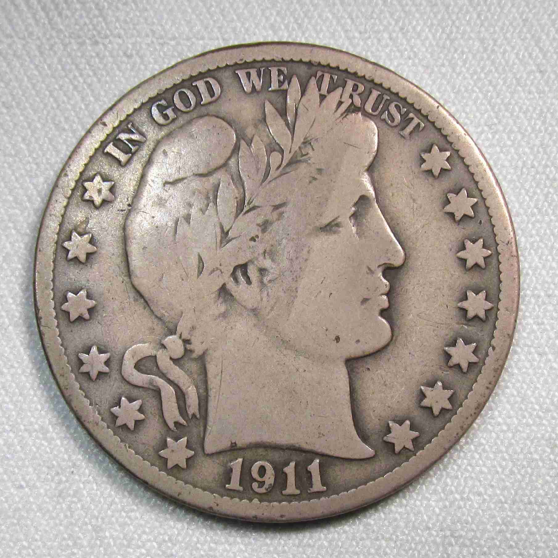 1911-S Silver Barber Half Dollar VG Coin AU75