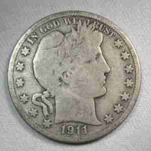 1911 Silver Barber Half Dollar VG Coin AU77