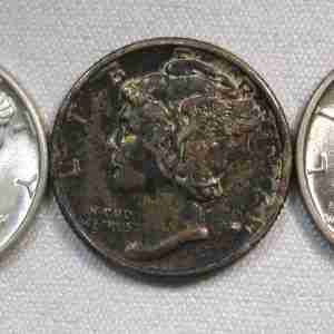 1937-1938 Silver Mercury Dimes Lot of 3 Coins AU82