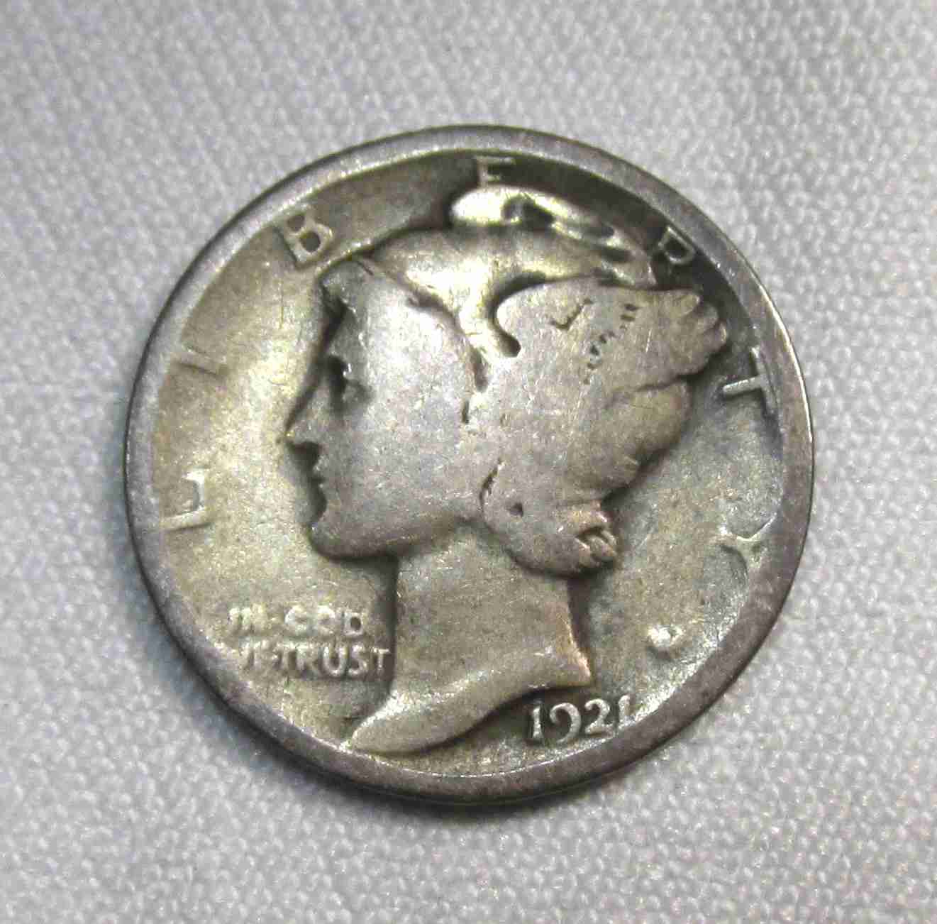 1921 Silver Mercury Dime AU87