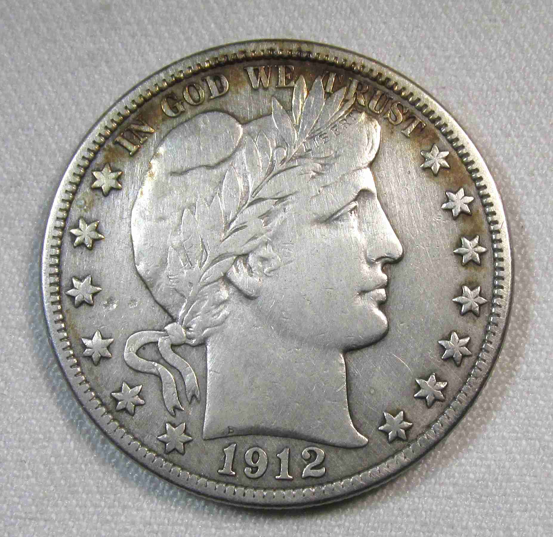 1912-D Silver Barber Half Dollar VF Details Coin AU156
