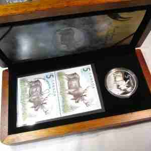 2004 Canada $5 .999 Silver 28g The Majestic Moose Stamp & Coin Set in OGP AU230