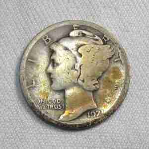 1921-D Silver Mercury Dime AU258