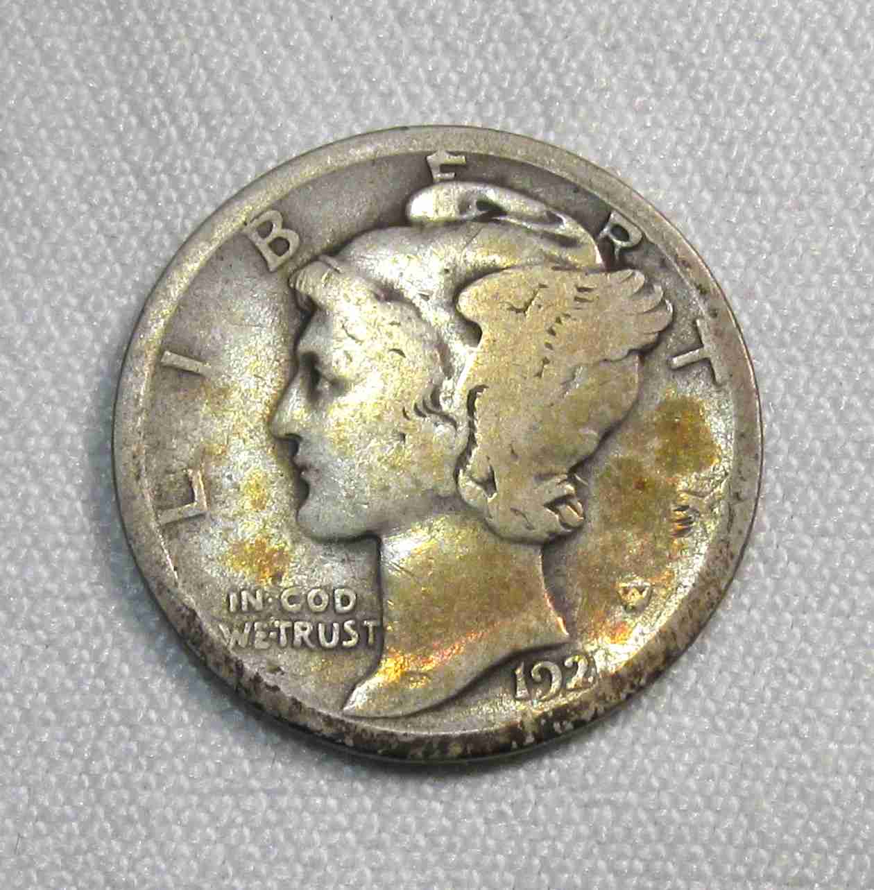 1921-D Silver Mercury Dime AU258