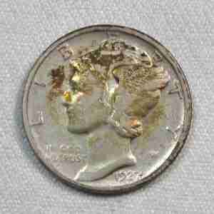 1927-D Silver Mercury Dime CH VF Details Coin AU261