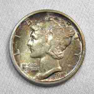 1917-D Silver Mercury Dime VCH AU Coin AU334