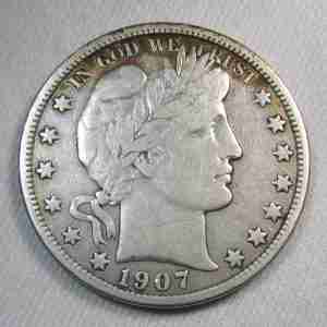 1907-D Silver Barber Half Dollar CH F Details Coin AU362