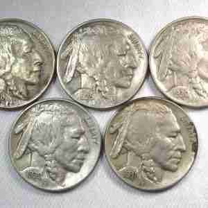1928-1931 Buffalo Nickels Lot of 5 Coins AU-XF AU376