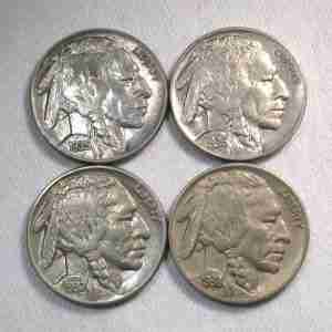 1935-1938 Buffalo Nickels Lot of 4 Coins AU423