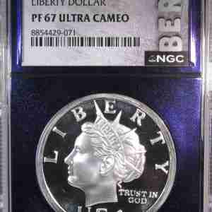 2005 Norfed $20 Liberty Dollar NGC PF67 UCAM Bert Label Purple Core AU468
