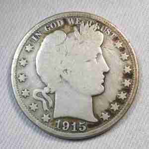1915 Silver Barber Half Dollar VG Details Coin AU439