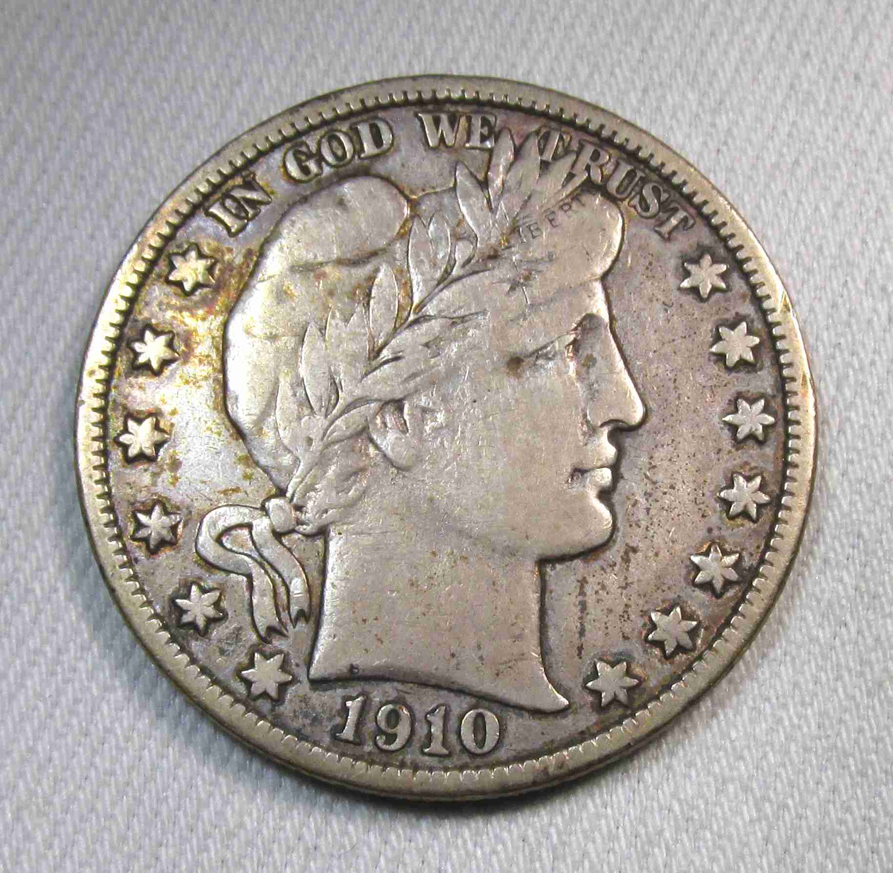 1910-S Silver Barber Half Dollar VF Coin AU455