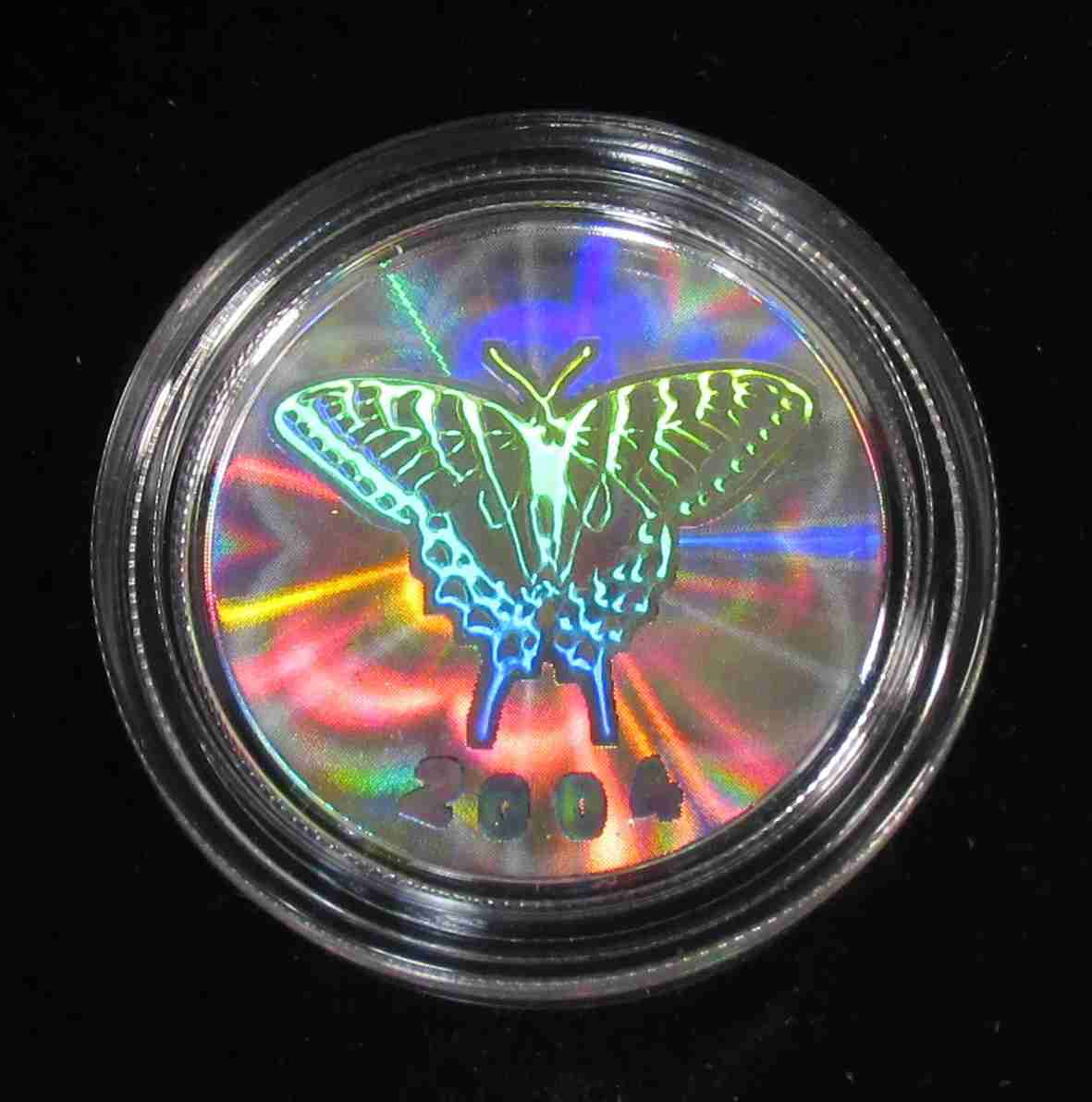 2004 Canada 50 Cent .925 Tiger Swallowtail Butterfly Holographic Coin in OGP AU488