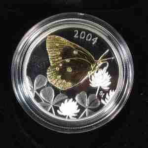 2004 Canada Clouded Sulpher Butterfly .925 Silver 50 Cent Coin in OGP AU489