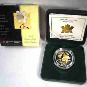 2004 Canada 50 Cent .925 Silver Easter Lily Coin in OGP AU493