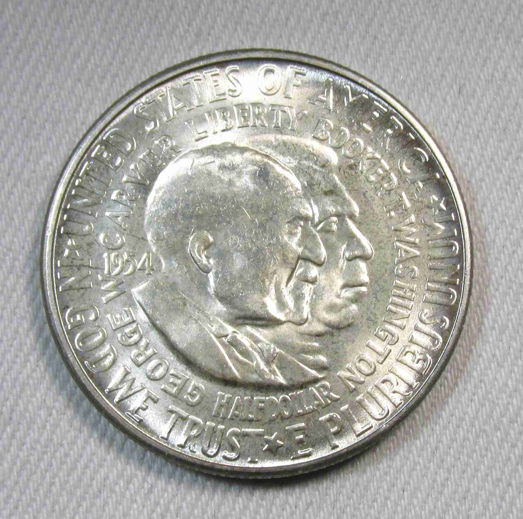 1954-S Washington-Carver Commemorative Silver Half Dollar CH UNC Coin AU525