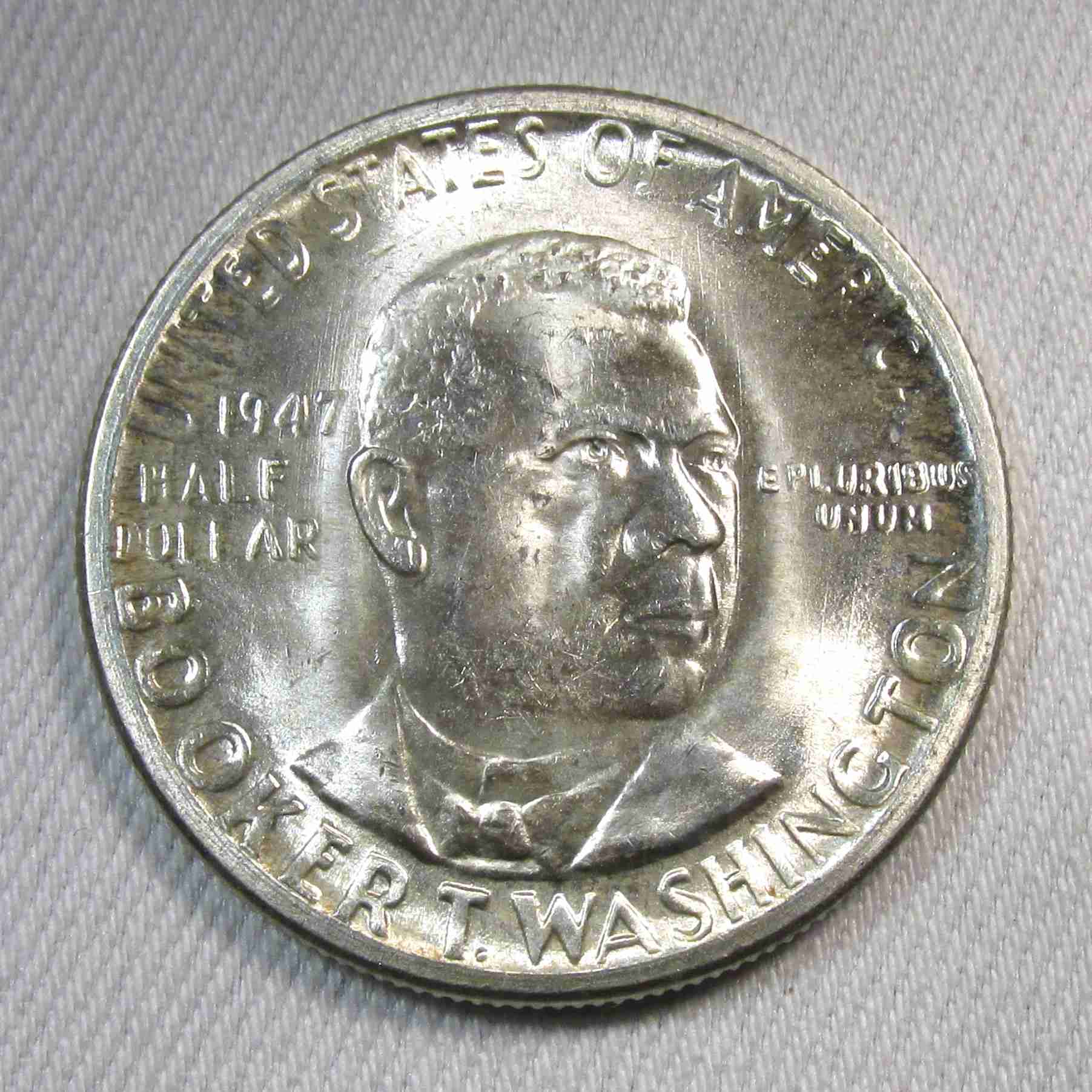 1947-D Booker T. Washington Commemorative Silver Half Dollar CH UNC Coin AU530