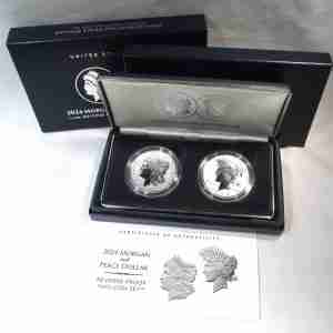 2024 Morgan & Peace Dollar REverse Proof 2-Coin Set in OGP AU560