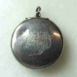 Antique Sterling Silver Compartment Locket Pendant Monogrammed ETC11189