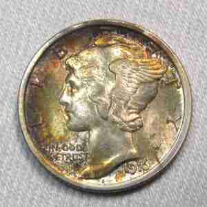 1916 Silver Mercury Dime VCH UNC FB Coin AU248