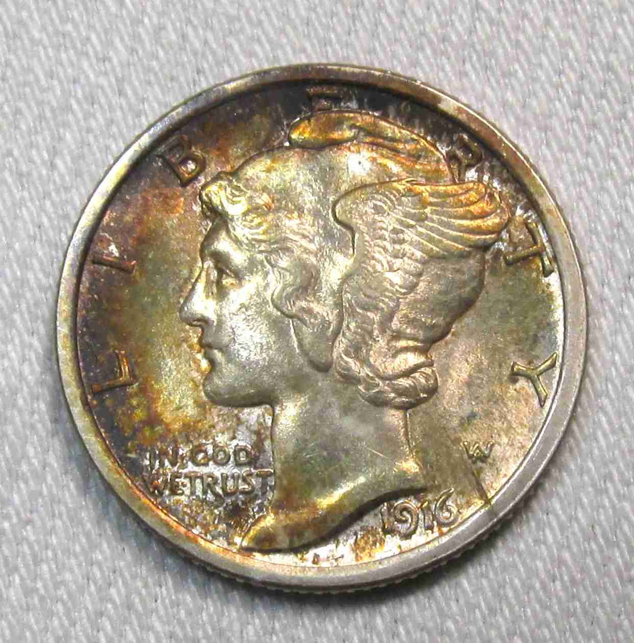 1916 Silver Mercury Dime VCH UNC FB Coin AU248