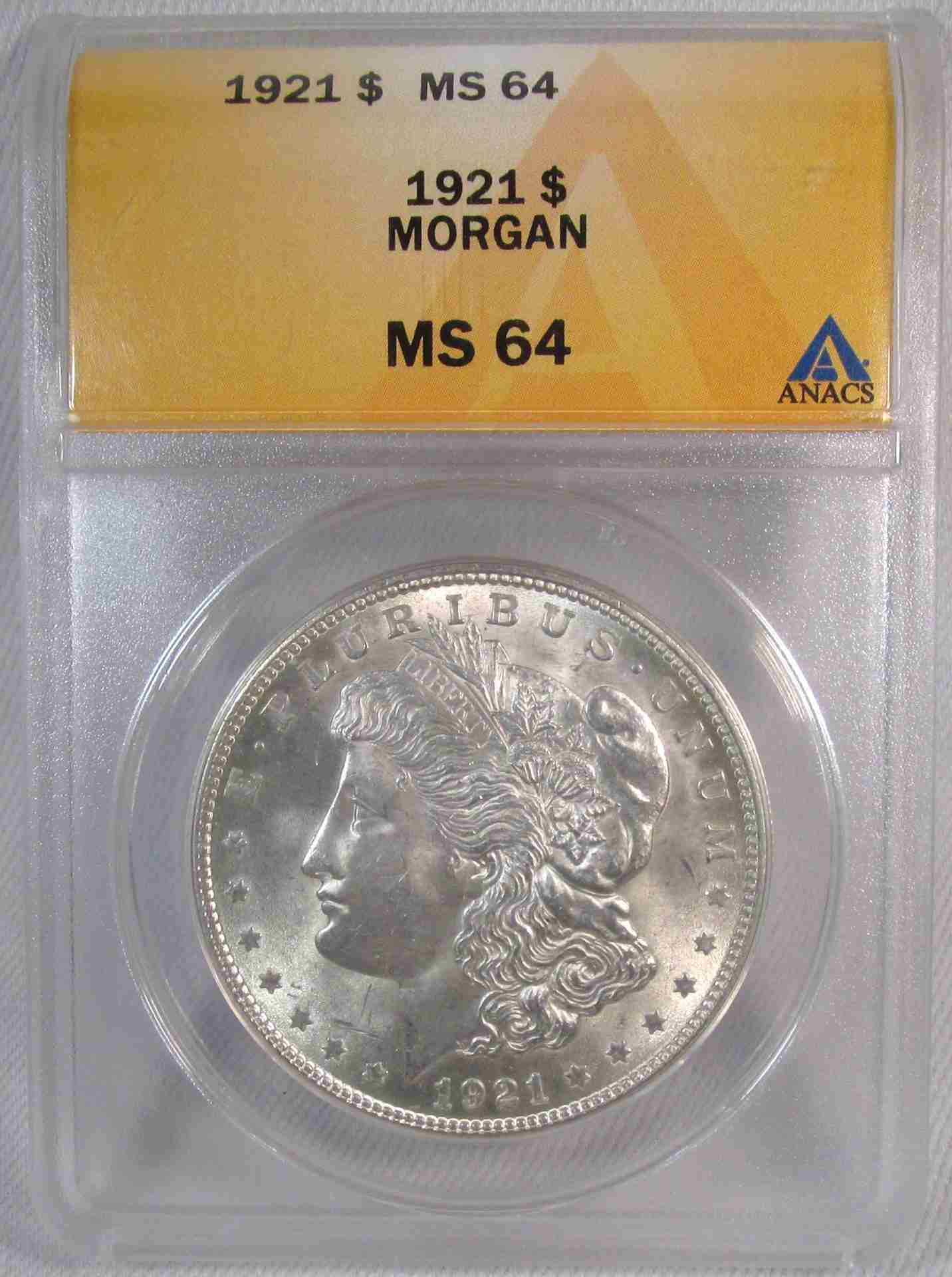 1921 Silver Morgan Dollar ANACS MS64 Coin AU566