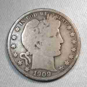 1909-S Silver Barber Half Dollar Inverted Mintmark FS-501 VG Coin AU575