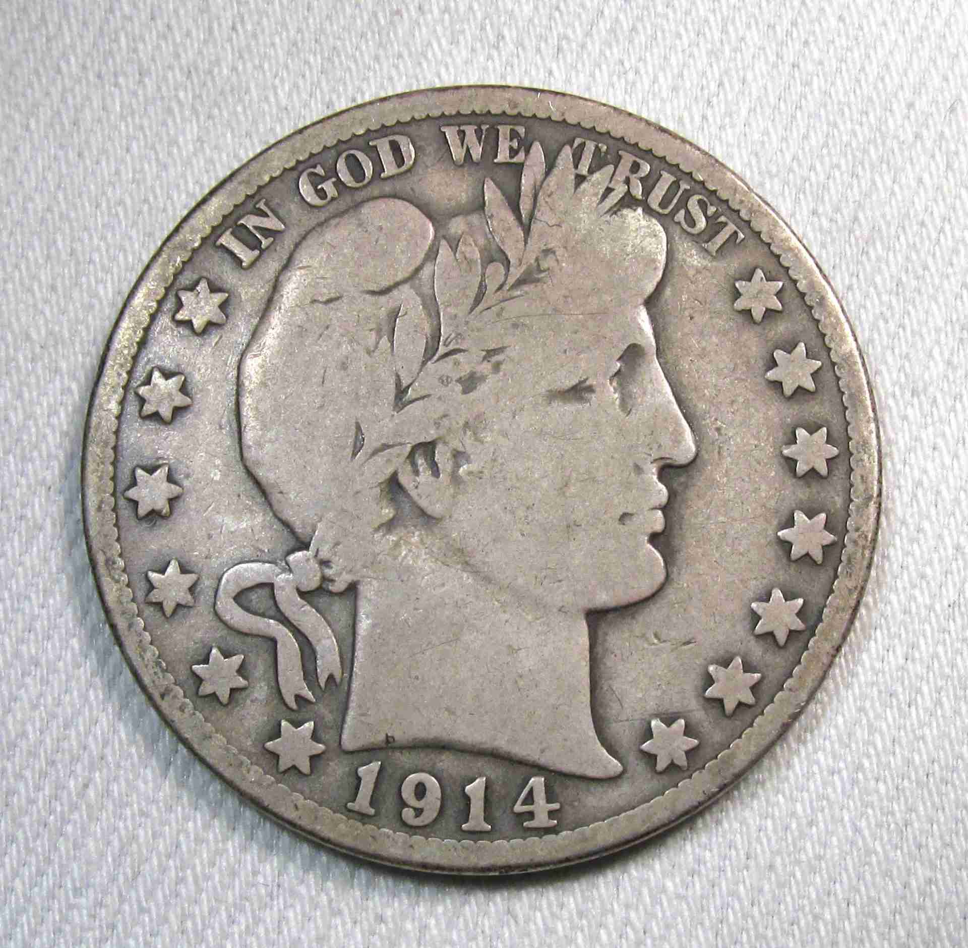 1914-S Silver Barber Half Dollar VG Coin AU581